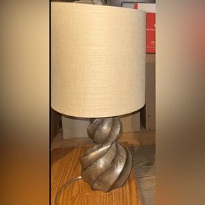 Neutral Beige Table Lamp with Sculpted Base